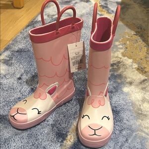 Cat & Jack Pink Llama Kids Rain Boots